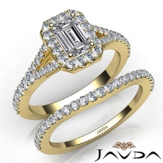 U Pave Halo Bridal Set diamond Ring 14k Gold Yellow