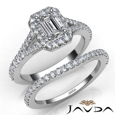 U Pave Halo Bridal Set diamond Ring 14k Gold White