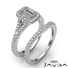 U Pave Halo Bridal Set diamond Ring 14k Gold White