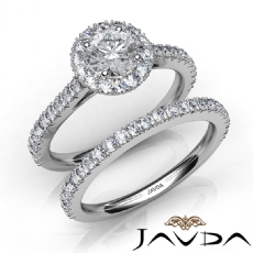 French Pave Shank Bridal Set diamond Ring 18k Gold White