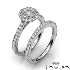 French Pave Shank Bridal Set diamond Ring 18k Gold White