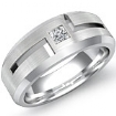 Solitaire Diamond Men Half Wedding Band Platinum 950 Princess Cut Ring 0.15Ct