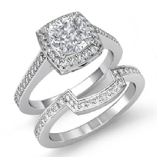 Sidestone Halo Bridal Set diamond Ring 18k Gold White