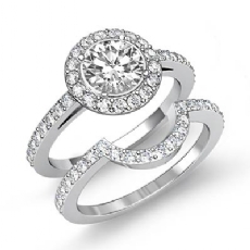 Basket Halo Filigree Bridal Set diamond Ring 18k Gold White