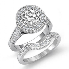 Halo Leaf Motif Bridal Set diamond  14k Gold White