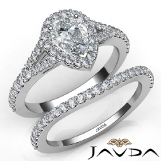 Pave Setting Halo Bridal diamond Ring 14k Gold White
