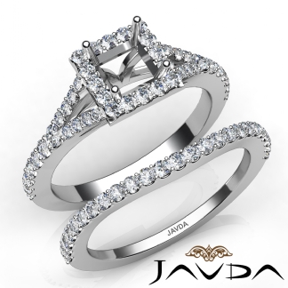 U Prong Diamond Engagement Ring Princess Semi Mount Bridal Set 14k Gold White 0.8Ct