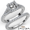 U Prong Diamond Engagement Ring Princess Semi Mount Bridal Set 14k Gold White 0.8Ct