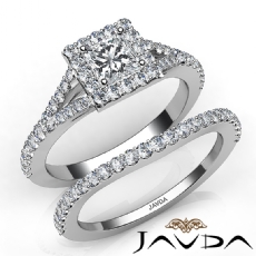 Split-Shank Halo Pave Bridal diamond Ring 18k Gold White