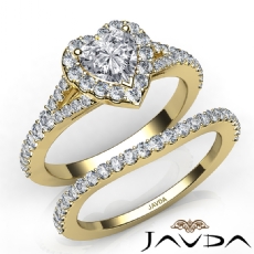 Halo Bridal Set Split-Shank diamond  14k Gold Yellow