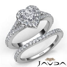 Halo Bridal Set Split-Shank diamond Ring Platinum 950