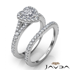 Halo Bridal Set Split-Shank diamond Ring 18k Gold White