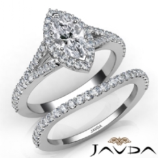 Halo Bridal Set Split Shank diamond Ring 18k Gold White