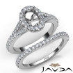 U Prong Diamond Engagement Ring Oval Semi Mount Bridal Set 14k White Gold 0.8Ct - javda.com 