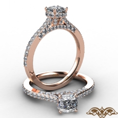 Crown Halo Pave Bridge Accent diamond Ring 18k Rose Gold