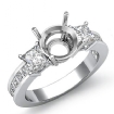 3Stone Diamond Engagement Ring 14k White Gold Princess Round Setting 1.1Ct - javda.com 