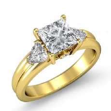 Classic Three Stone Bezel diamond Ring 14k Gold Yellow