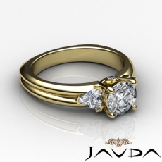 Three Stone Trillion Bezel diamond Ring 14k Gold Yellow