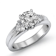 Three Stone Trillion Bezel diamond Ring 18k Gold White