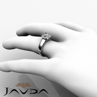 Round Diamond Engagement Halo Pave Setting Semi Mount Ring Platinum 950 0.2Ct