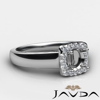 Round Diamond Engagement Halo Pave Setting Semi Mount Ring Platinum 950 0.2Ct