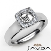 Round Diamond Engagement Halo Pave Setting Semi Mount Ring Platinum 950 0.2Ct