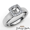 Round Diamond Engagement Halo Pave Setting Semi Mount Ring Platinum 950 0.2Ct - javda.com 