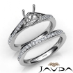 Pave Diamond Engagement Ring Round Semi Mount Bridal Set 18k White Gold 0.9Ct - javda.com 