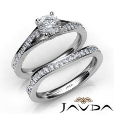 Sidestone Pave Bridal Set diamond Ring 14k Gold White