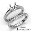 Round Pave Diamond Engagement Semi Mount Ring Bridal Sets 18k White Gold 1.25Ct - javda.com 