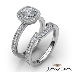 Milgrain Setting Halo Bridal diamond Ring Platinum 950