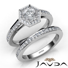 Hexagon Halo Bridal Set diamond Ring 18k Gold White