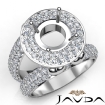 Round Shape Diamond Antique Semi Mount Engagement Ring Halo Setting 18k White Gold 2.25Ct - javda.com 