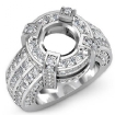 2.9Ct Round Semi Mount Diamond Engagement Halo Pave Setting Ring Platinum 950 - javda.com 