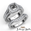 Halo Pave Diamond Bridal Set Engagement Ring Round Semi Mount Platinum 950 1.9Ct - javda.com 