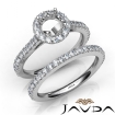 French V Cut Pave Diamond Engagement Ring Round Bridal Sets 18k White Gold 1.5Ct - javda.com 