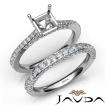 Pave Diamond Engagement Ring Princess Semi Mount Bridal Set 18k White Gold 1.65Ct - javda.com 