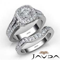 Split Shank Halo Bridal Set diamond Ring 14k Gold White