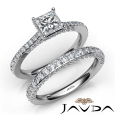 Hidden Halo Pave Bridal Set diamond Ring 14k Gold White