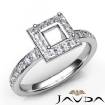 Halo Pave Setting Diamond Engagement Princess Semi Mount Ring Gold W18k 0.45Ct