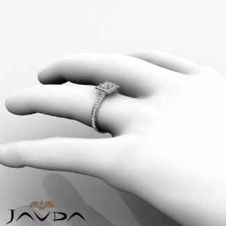 Halo Pave Setting Diamond Engagement Princess Semi Mount Ring Gold W18k 0.45Ct