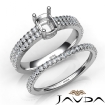 Diamond Engagement Ring Cushion Semi Mount U Cut Bridal Set 18k White Gold 0.8Ct - javda.com 