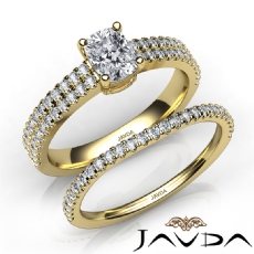 Four Prong 2 Row Bridal Set diamond Ring 18k Gold Yellow