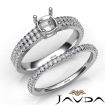 Diamond Engagement Cushion Semi Mount Ring U Cut Bridal Set Platinum 950 0.8Ct - javda.com 