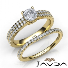 French Duet Shank Bridal Set diamond Ring 14k Gold Yellow