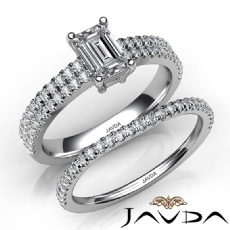 4 Prong French Pave Bridal Set diamond Ring 14k Gold White