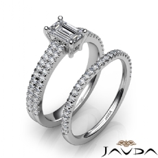 4 Prong French Pave Bridal Set diamond Ring 18k Gold White