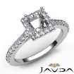 U Cut Prong Set Diamond Engagement Princess Semi Mount Ring 14k Gold White 0.5Ct