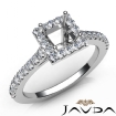 U Cut Prong Set Diamond Engagement Princess Semi Mount Ring Platinum 950 0.5Ct - javda.com 