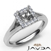 Halo Pre-Set Princess Diamond Engagement Semi Mount Ring 14k Gold White 0.2Ct